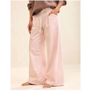 NEW AERIE Women Daydream XL 14 16 Pink Denim Stretch Trouser pant Jeans wide leg